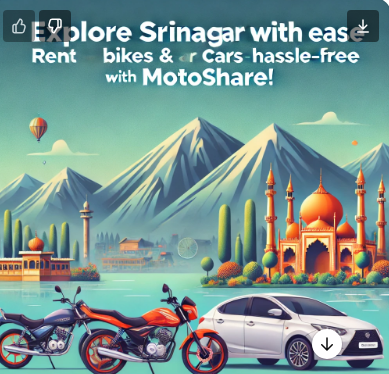 Explore Srinagar with Ease: Rent Bikes and Cars Hassle-Free with Motoshare